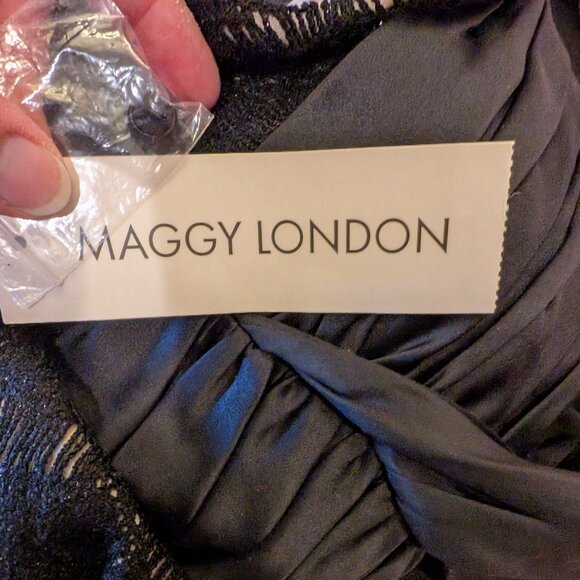 Maggy London Black Crochet Accent Halter Midi Dress, Size 10, New With Tags! - Picture 12 of 13